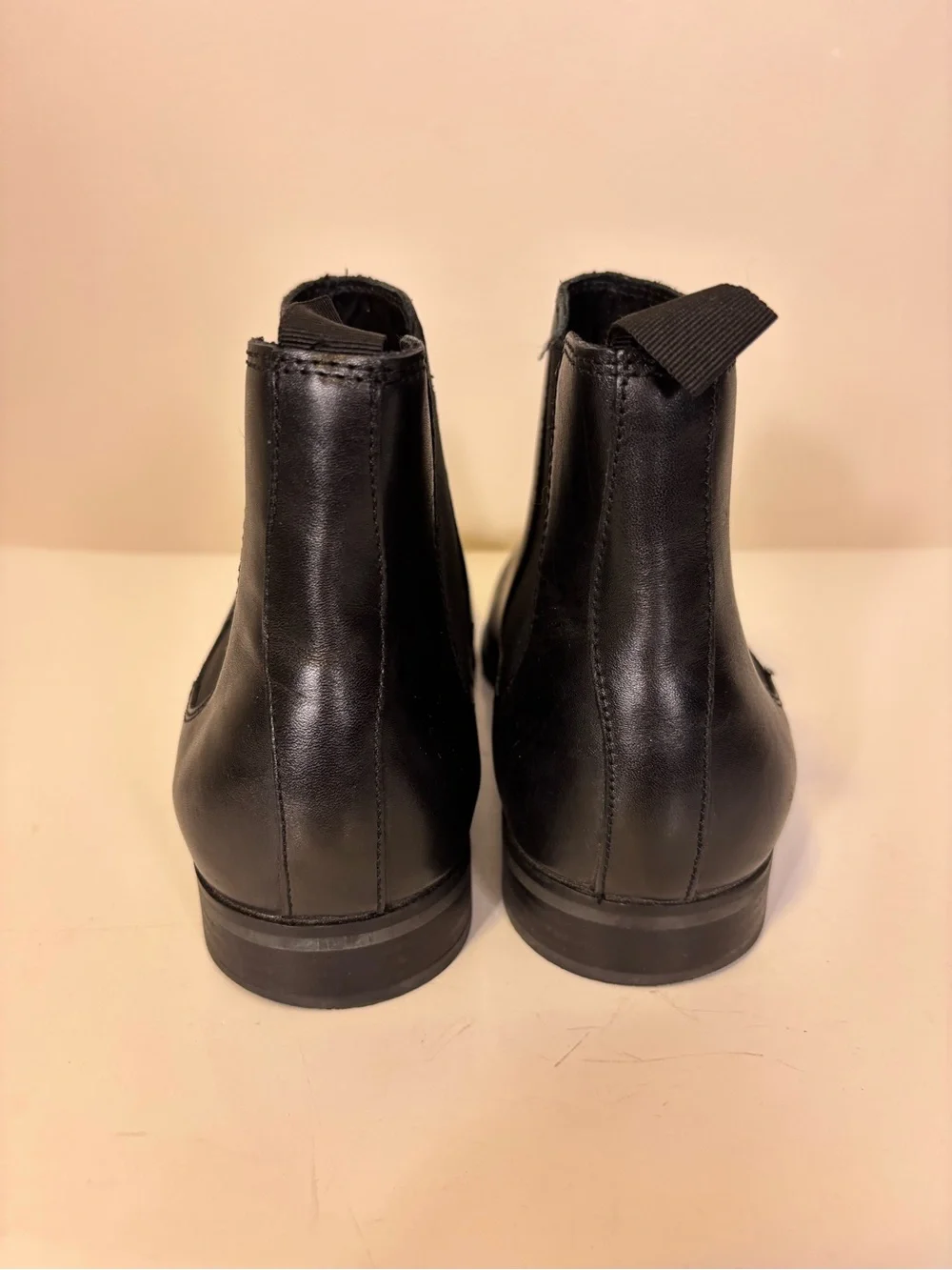 Nordstrom Black Leather Chelsea Pull On Boots Mens 10.5